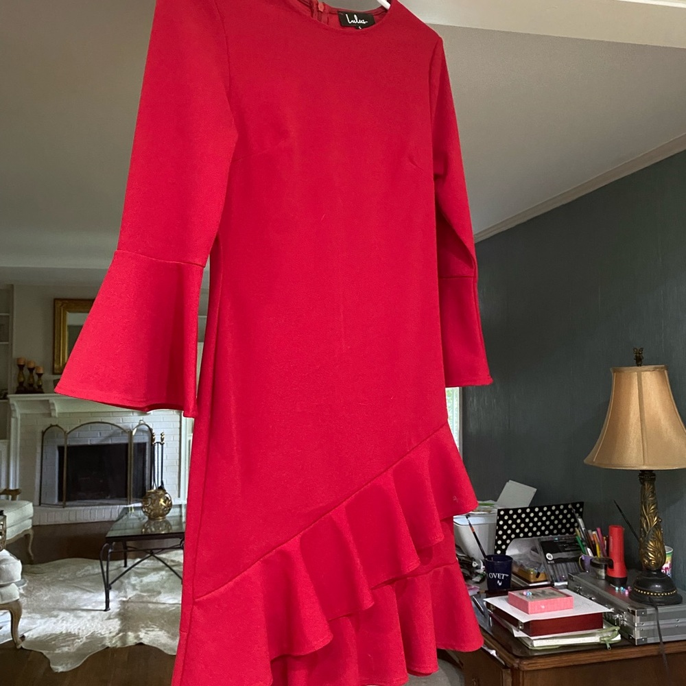 Lulus Red Ruffle Dress, sz S